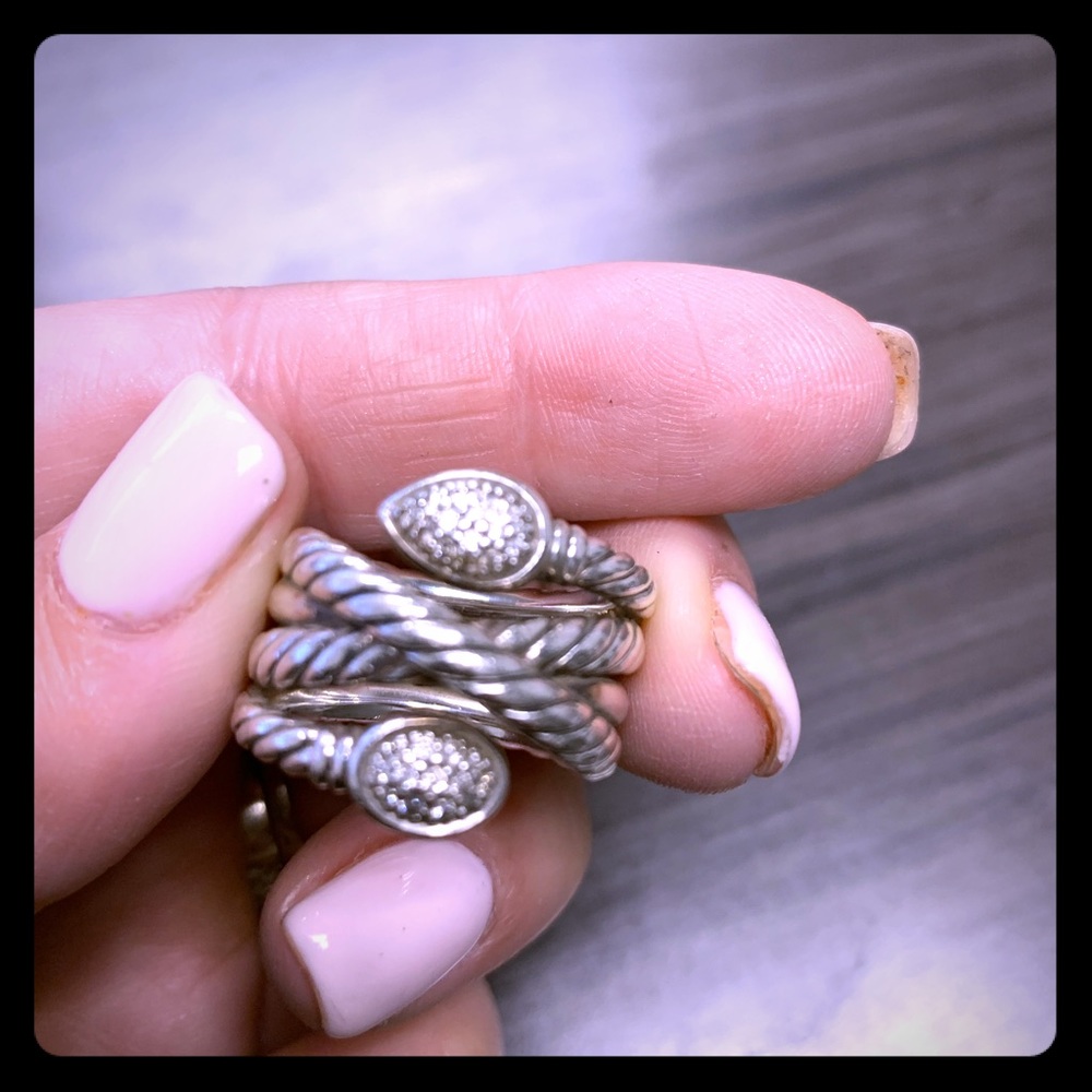 David Yurman Serpent Ring with Pave Diamonds